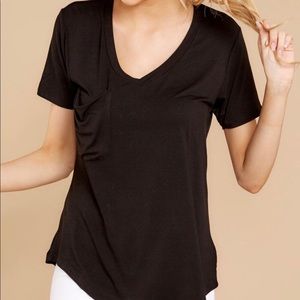 Z Supply - Black Faux Suede Pocket Tee (M)